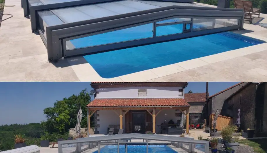 Abri de piscine bas avec vue dégagée